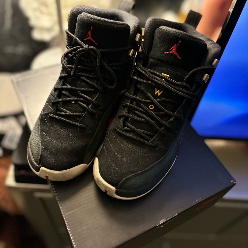 Sold Jordan Women's 12’s Retro Sneakers - Black and Red 4.5y